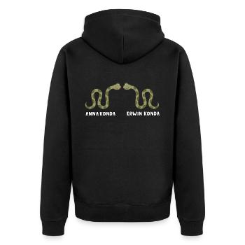 Anna Konda - Unisex Premium Bio Zip Hoodie - Schwarz - Hinten - Nico (187cm)