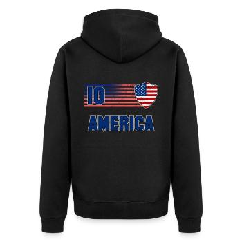 USA Fußball Mannschaft - Unisex Premium Bio Zip Hoodie - Schwarz - Hinten - Nico (187cm)