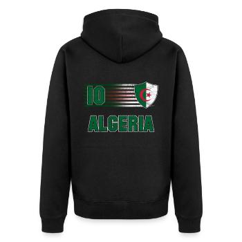 Algeria Football Team - Unisex Premium Organic Zip Hoodie - black - Back - Nico (187cm)