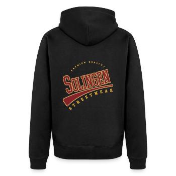 Solingen Germany College High School Style - Unisex Premium Organic Zip Hoodie - black - Back - Nico (187cm)
