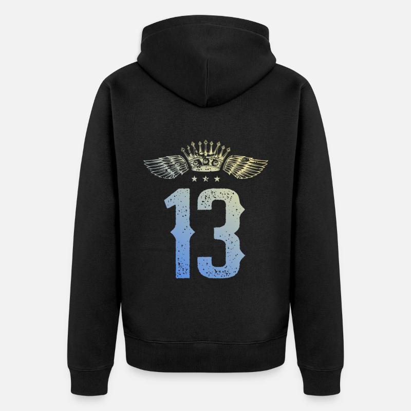 13 Couronne numérique - Veste à capuche bio Premium Unisexe - noir