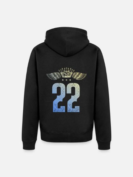 22 Number crown - Unisex Premium Organic Zip Hoodie - black