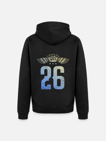 26 Zahl Krone - Unisex Premium Bio Zip Hoodie - Schwarz