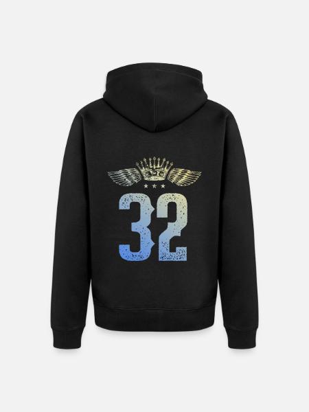32 Number crown - Unisex Premium Organic Zip Hoodie - black