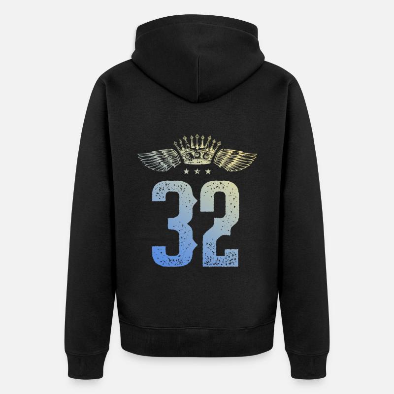 32 Couronne numérique - Veste à capuche bio Premium Unisexe - noir