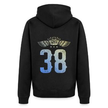 38 Couronne numérique - Veste à capuche bio Premium Unisexe - noir - Dos - Nico (187cm)
