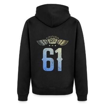 61 Couronne numérique - Veste à capuche bio Premium Unisexe - noir - Dos - Nico (187cm)
