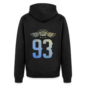 93 Couronne numérique - Veste à capuche bio Premium Unisexe - noir - Dos - Nico (187cm)