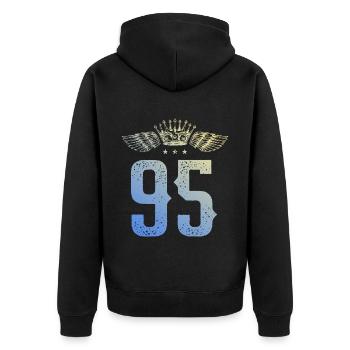 95 Couronne numérique - Veste à capuche bio Premium Unisexe - noir - Dos - Nico (187cm)