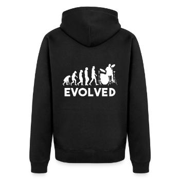 Drummer Schlagzeug Evolution - Unisex Premium Bio Zip Hoodie - Schwarz - Hinten - Nico (187cm)
