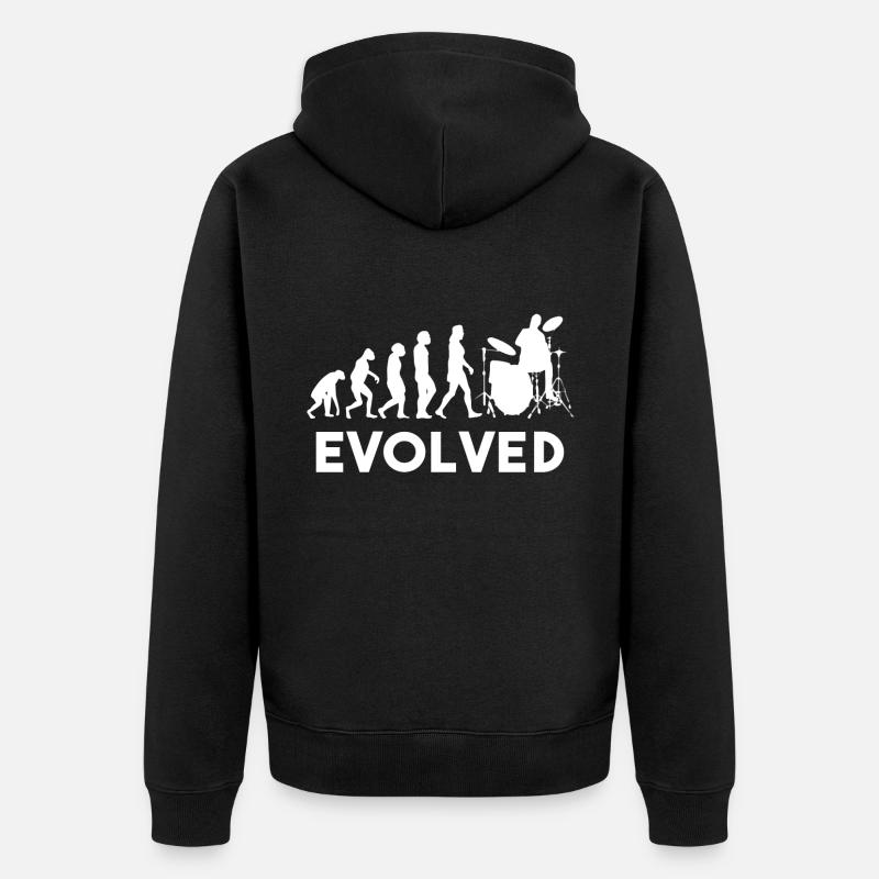 Drummer Drums Evolution - Unisex Premium Organic Zip Hoodie - black