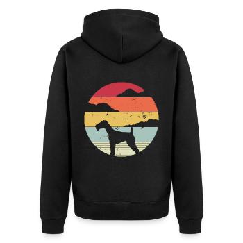 Airedale Terrier Design - Airedale Terrier Geschen - Unisex Premium Bio Zip Hoodie - Schwarz - Hinten - Nico (187cm)