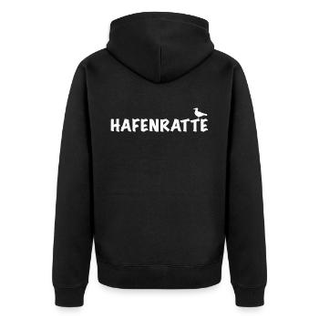 Hafenratte, lustige Sprüche Küste Hamburg Nordsee - Unisex Premium Bio Zip Hoodie - Schwarz - Hinten - Nico (187cm)