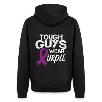 Tough Guys Wear Purple - Unisex Premium Organic Zip Hoodie - black - Back - Nico (187cm)