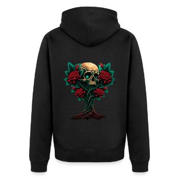 Tree with skull and roses - Unisex Premium Organic Zip Hoodie - black - Back - Nico (187cm)