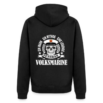 Veteran Volksmarine NVA - Unisex Premium Bio Zip Hoodie - Schwarz - Hinten - Nico (187cm)