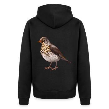 Thrush bird - Unisex Premium Organic Zip Hoodie - black - Back - Nico (187cm)