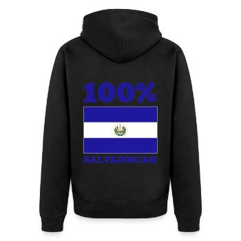 El Salvador - Unisex Premium Bio Zip Hoodie - Schwarz - Hinten - Nico (187cm)