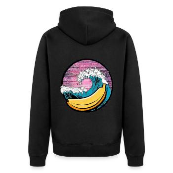Surfing Banana Sunset - Unisex Premium Organic Zip Hoodie - black - Back - Nico (187cm)