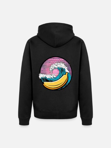 Surfing Banana Sunset - Unisex Premium Organic Zip Hoodie - black