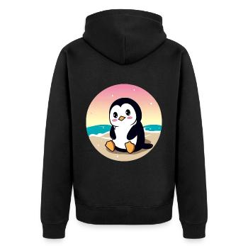 Pingouin de plage au coucher du soleil - Veste à capuche bio Premium Unisexe - noir - Dos - Nico (187cm)