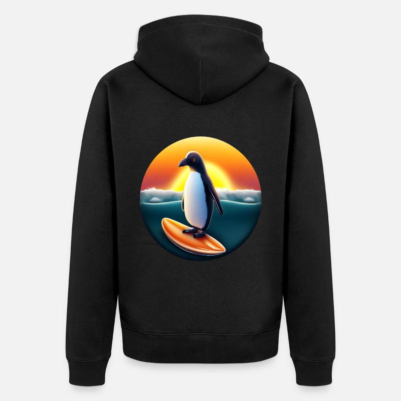 Penguin Surfer - Veste à capuche bio Premium Unisexe - noir