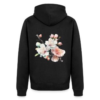 Enchanting cherry blossoms - Unisex Premium Organic Zip Hoodie - black - Back - Nico (187cm)