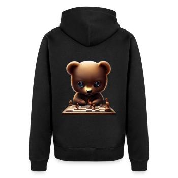 Bear playing chess - Unisex Premium Organic Zip Hoodie - black - Back - Nico (187cm)