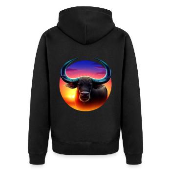 Water buffalo in the sunset - Unisex Premium Organic Zip Hoodie - black - Back - Nico (187cm)