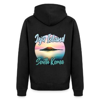 Jeju Island at sunset - Unisex Premium Organic Zip Hoodie - black - Back - Nico (187cm)