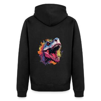 Dinosaurier Dinosaurs Design - Unisex Premium Bio Zip Hoodie - Schwarz - Hinten - Nico (187cm)