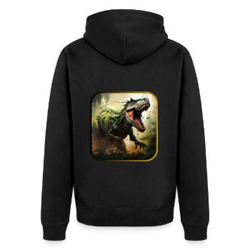 Dinosaurier Dinosaurs Design - Unisex Premium Bio Zip Hoodie - Schwarz - Hinten - Nico (187cm)