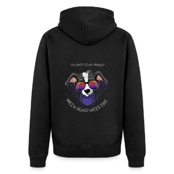 Hund mit Brille - Unisex Premium Bio Zip Hoodie - Schwarz - Hinten - Nico (187cm)