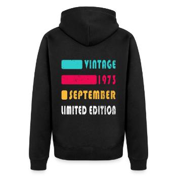 september 1973 Anniversary September 1973 September - Unisex Premium Organic Zip Hoodie - black - Back - Nico (187cm)