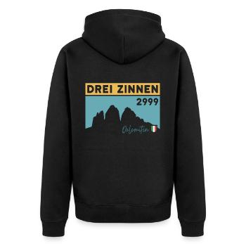 Three Peaks Tre Cime Lavaredo Dolomites Hike - Unisex Premium Organic Zip Hoodie - black - Back - Nico (187cm)