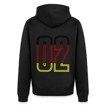 2 Zahl symbol Germany - Unisex Premium Bio Zip Hoodie - Schwarz - Hinten - Nico (187cm)
