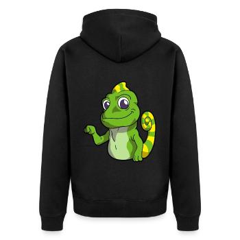 Chameleon Liebhaber | Reptilien Haustiere Geschenk - Unisex Premium Bio Zip Hoodie - Schwarz - Hinten - Nico (187cm)