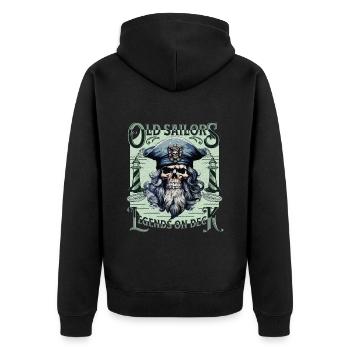 Sailor Skull Skull Captain Ahoy Ship - Unisex Premium Organic Zip Hoodie - black - Back - Nico (187cm)