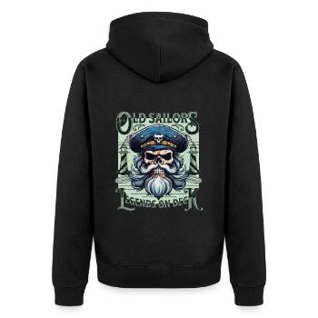 Sailor Skull Skull Captain Ahoy Ship - Unisex Premium Organic Zip Hoodie - black - Back - Nico (187cm)