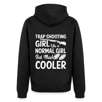 Trapschießen | Schießsport Fallenschießen Geschenk - Unisex Premium Bio Zip Hoodie - Schwarz - Hinten - Nico (187cm)