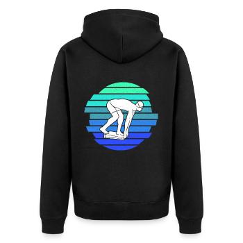 Schwimmen Schwimmer Herren Jungen Kinder Schwimm - Unisex Premium Bio Zip Hoodie - Schwarz - Hinten - Nico (187cm)