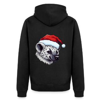 Hyäne Weihnachten Tier Lustig Xmas - Unisex Premium Bio Zip Hoodie - Schwarz - Hinten - Nico (187cm)