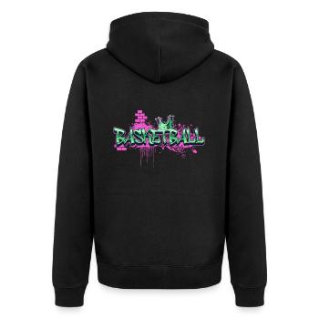 Basketball Graffiti Spray Sprayer Basketballer - Unisex Premium Bio Zip Hoodie - Schwarz - Hinten - Nico (187cm)