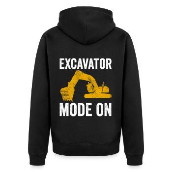 Baggerfahrer Bauarbeiter Bagger - Unisex Premium Bio Zip Hoodie - Schwarz - Hinten - Nico (187cm)