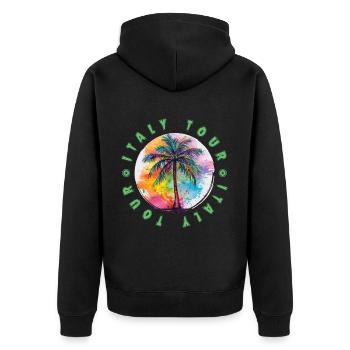 Italien Tour Urlaub Plame Bunt - Unisex Premium Bio Zip Hoodie - Schwarz - Hinten - Nico (187cm)