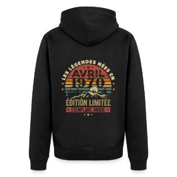 Les Légendes Sont Nées En Avril 1970 Cadeau 1970 - Veste à capuche bio Premium Unisexe - noir - Dos - Nico (187cm)