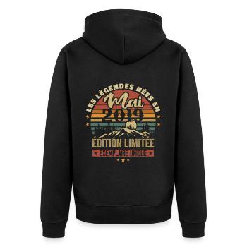 Les légendes Nées en Mai 2019 Cadeau 2019 Vintage - Veste à capuche bio Premium Unisexe - noir - Dos - Nico (187cm)