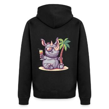 Rhino Summer Beach Vacation - Unisex Premium Organic Zip Hoodie - black - Back - Nico (187cm)