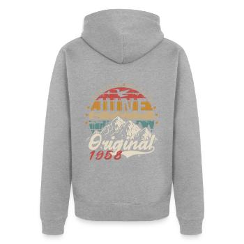 Juni 1958 Geburtstag Juni 1958 Geschenk Juni 1958 - Unisex Premium Bio Zip Hoodie - Grau meliert - Hinten - Nico (187cm)