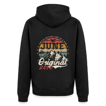 June 2016 Birthday June 2016 Gift June 2016 - Unisex Premium Organic Zip Hoodie - black - Back - Nico (187cm)